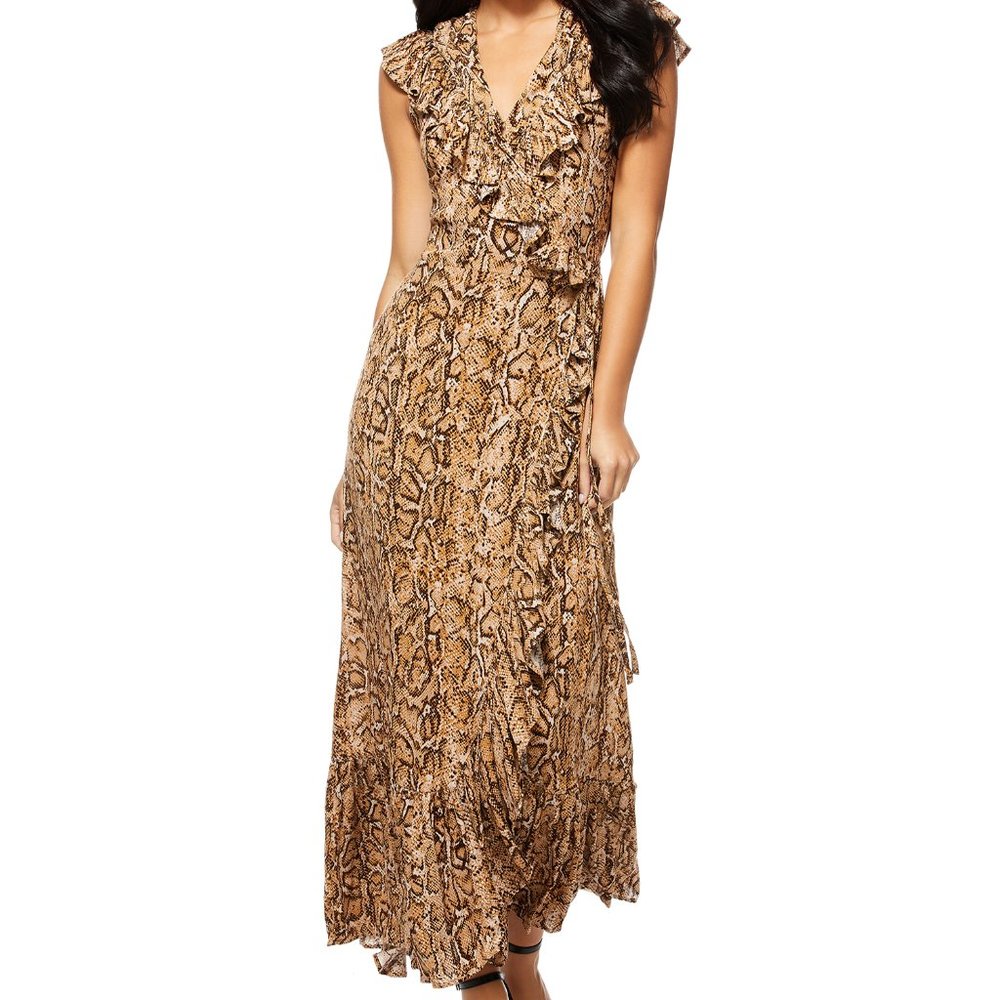 New Snake Skin Print Short Sleeve Wrap Maxi Dress. - Picture 2 of 11